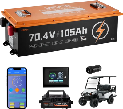 Vevor Golf Cart Battery 72V 105Ah LiFePO4 with 15A Charger New