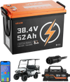 VEVOR 36V (38.4V) 52AH Lithium Golf Cart Battery, with 18A Charger, Lifepo4 Battery Kit, Built-in 100A BMS, 4000 Cycles, 2C Discharge Rate, Bluetooth & Mobile APP, for Golf Carts, Trolling Motors