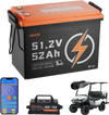 VEVOR 48V (51.2V) 52AH Lithium Golf Cart Battery, with 15A Charger, Lifepo4 Battery Kit, Built-in 100A BMS, 4000 Cycles, 2C Discharge Rate, Bluetooth & Mobile APP, for Golf Carts, Trolling Motors
