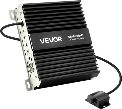 VEVOR Monoblock Car Amplifier, 800W RMS MAX, 1/2/4 Ohm Stable, 1-Channel Class D Car Audio Amplifier with Remote Subwoofer Level Control, Low Pass Filter, Bass Boost & Phase Shift, Volume Controller