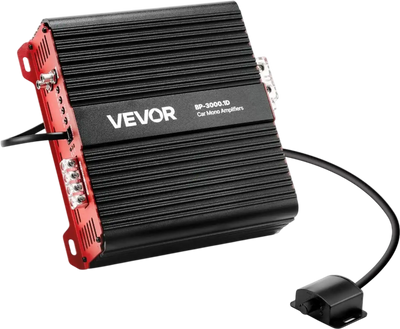 VEVOR Monoblock Car Amplifier, 3000W RMS MAX, 1/2/4 Ohm Stable, 1-Channel Class D Car Audio Amplifier with Remote Subwoofer Level Control, Low Pass Filter and Bass Boost, Volume Controller Included