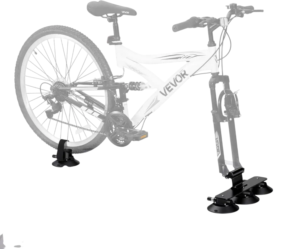 VEVOR Suction Cup Bike Rack 44 lbs Quick Release Aluminium Alloy for 1 Bike, Fits Sedan SUV Road MTB, Tool-Free Suction Mount, Low-Noise Design, Anti-Scratch Rubber Sucker, Upright Roof Bicycle Rack