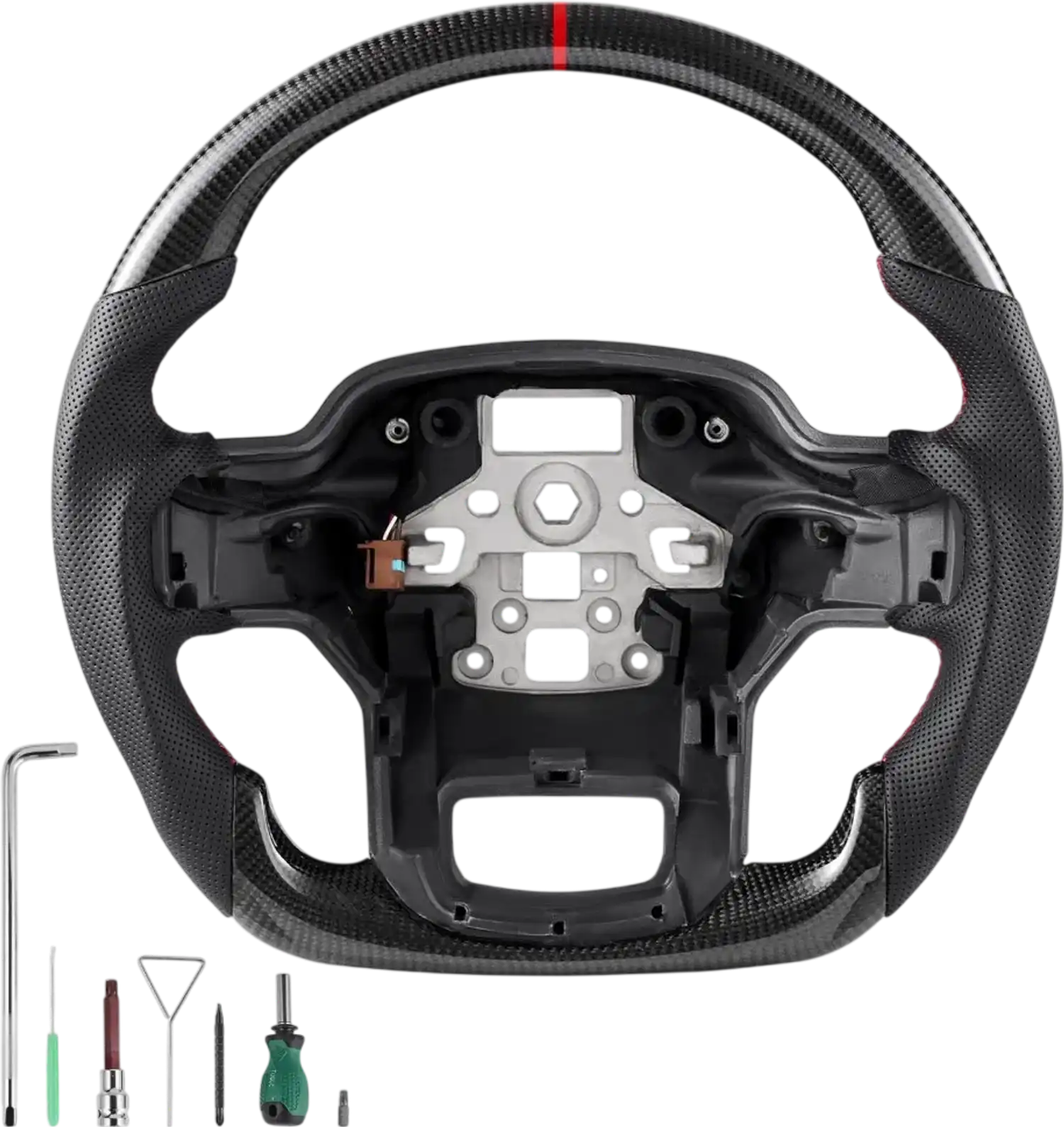 Vevor Steering Wheel Carbon Fiber Heated D-Shaped Flat-Bottom for 2021-2024 Ford F150 Black New