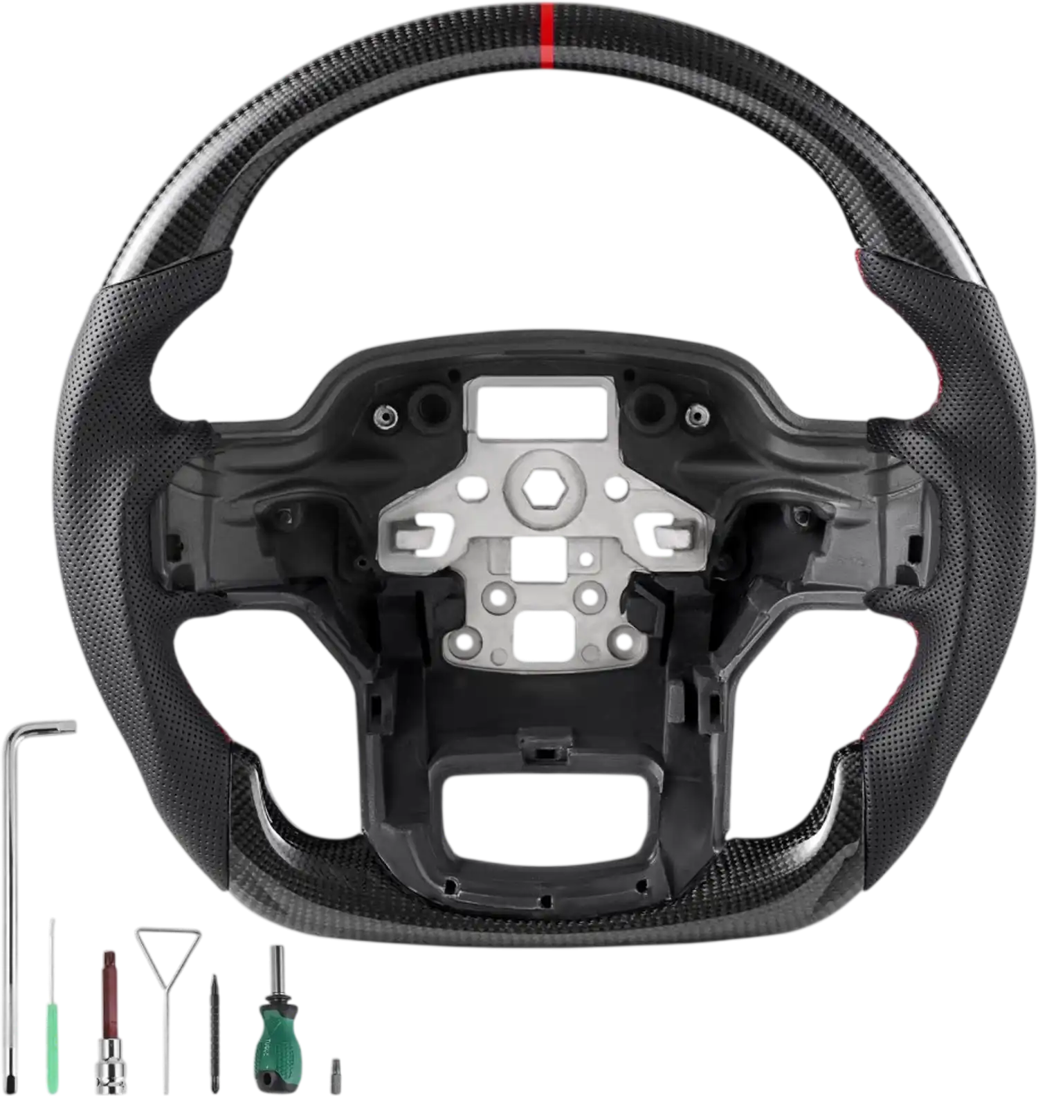 Vevor Steering Wheel Carbon Fiber D-Shaped Flat-Bottom for 2021-2024 Ford F150 New