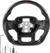 VEVOR Steering Wheel for 2021-2024 Ford F150, Carbon Fiber Steering Wheel D-Shaped Flat-Bottom, Leather Grip with Non-Slip Texture & Precise Stitching, Accessories Replacement for Ford F150, Black