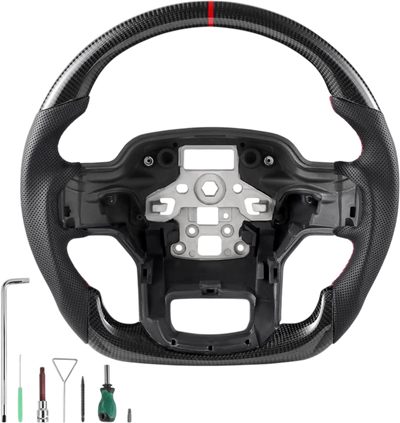 Vevor Steering Wheel Carbon Fiber D-Shaped Flat-Bottom for 2021-2024 Ford F150 New