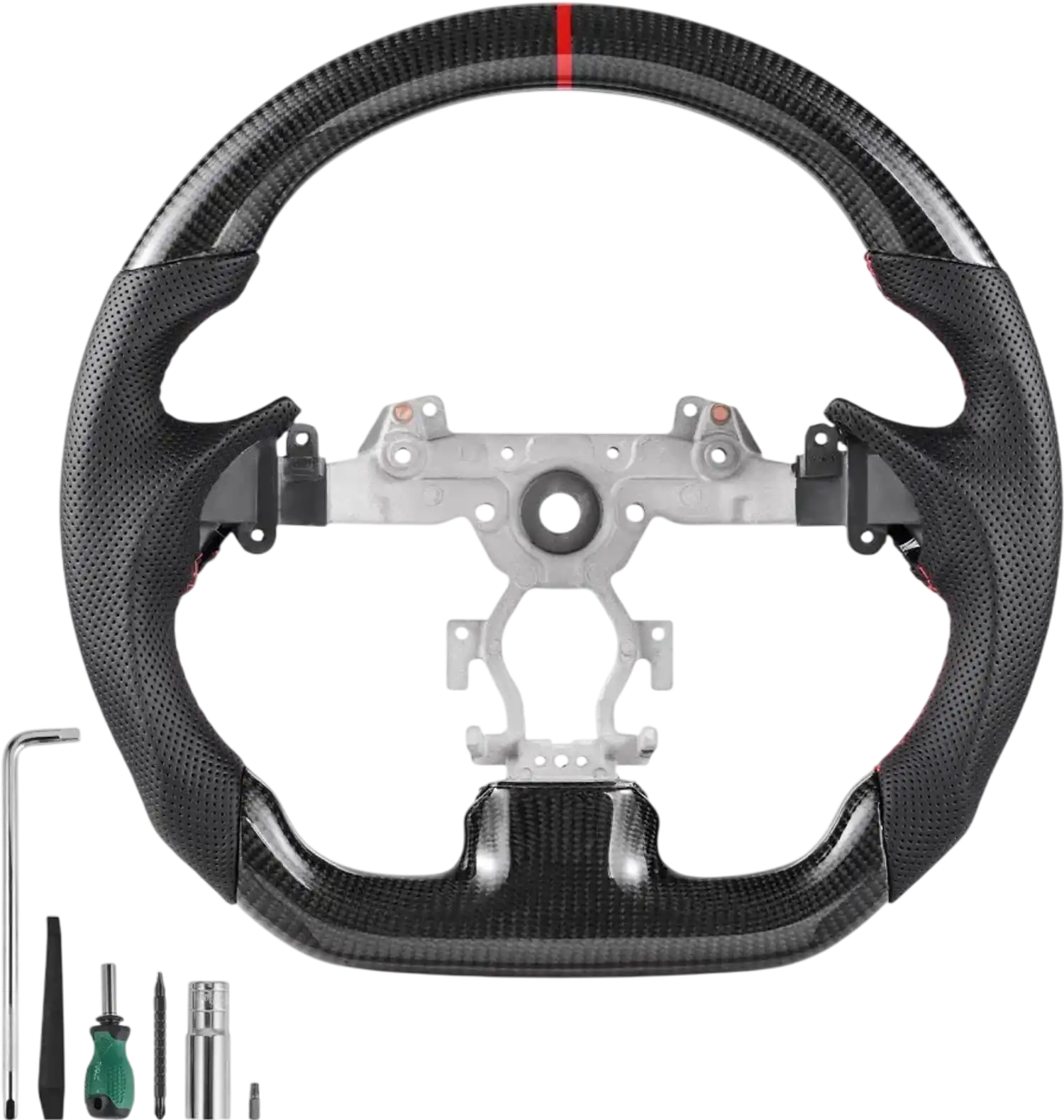 Vevor Steering Wheel Carbon Fiber D-Shaped Flat-Bottom for 2007-2013 Infiniti G37 Black New