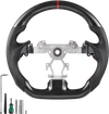 VEVOR Steering Wheel for 2007-2013 Infiniti G37, Carbon Fiber Steering Wheel D-Shaped Flat-Bottom, Leather Grip with Non-Slip Texture & Precise Stitching, Accessories Replacement for Infiniti, Black
