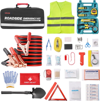 VEVOR Car Emergency Kit, 2-in-1 First Aid Kit with Jumper Cables, Essential Roadside Emergency Car Kits for Vehicle, Travel and Home, 31-Piece Auto Road Side Assistance Tools with Medical Aid Kits