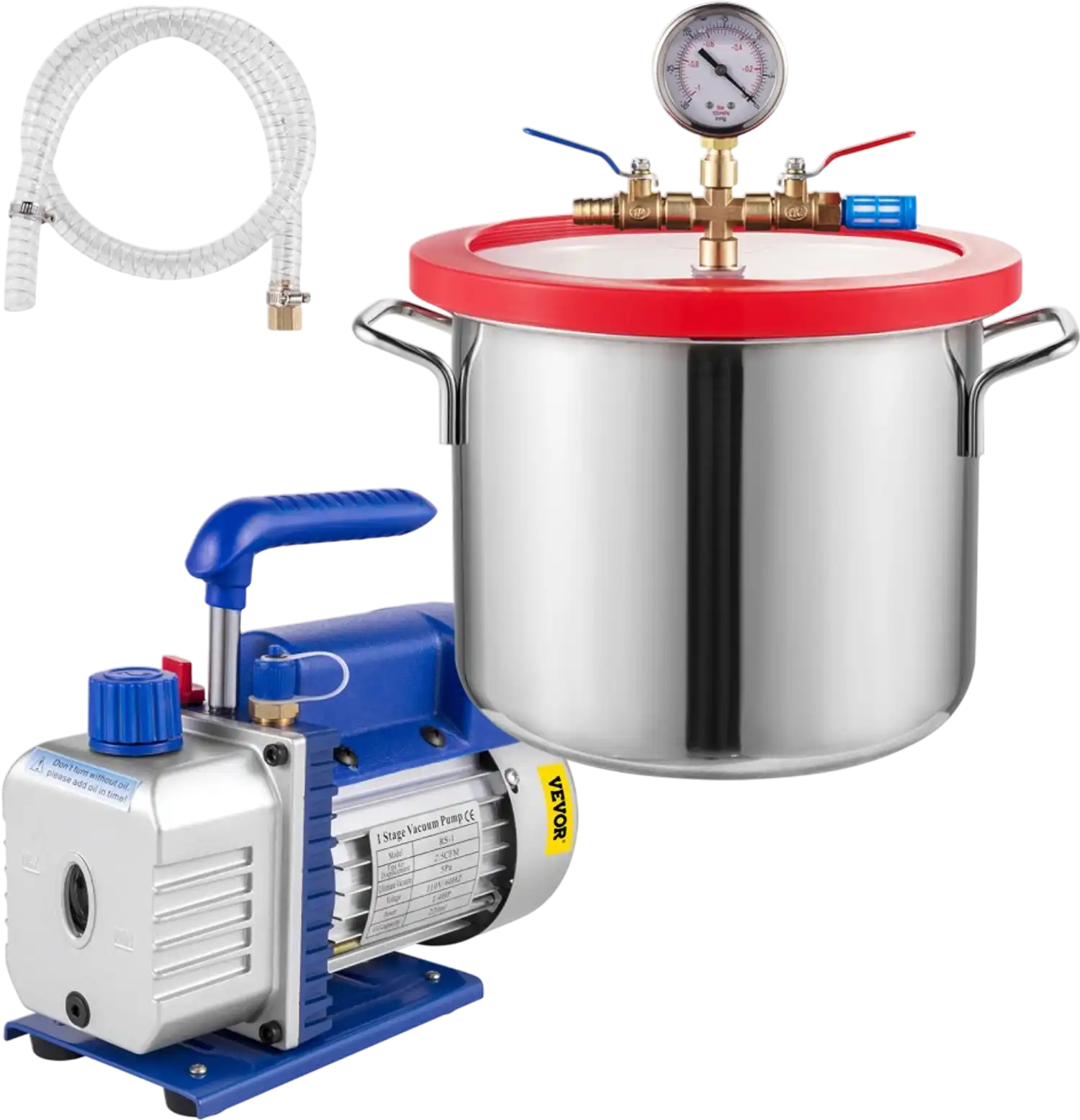 Vevor Vacuum Chamber Kit 1.5 Gallon Stainless Steel Degassing Chamber with 2.5 CFM Vacuum Pump New