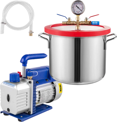 Vevor Vacuum Chamber Kit 1.5 Gallon Stainless Steel Degassing Chamber with 2.5 CFM Vacuum Pump New