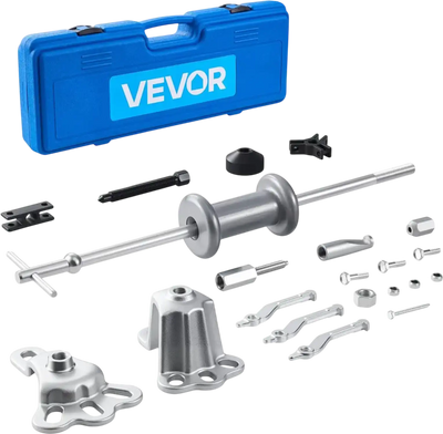 VEVOR 9-Way Slide Hammer Puller Set, 15PCS Front Wheel Hub Bearing Remover & Rear Wheel Axle Hub Dent Shaft Puller Tool Kit, Axle Bearing Puller Tool Kit and Slide Hammer Remover Set with Carry Box