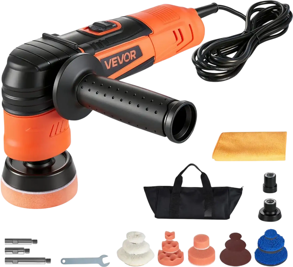 VEVOR Car Buffer Polisher, 1.2"/2"/3" Rotary Polisher Buffer, 600W 6 Variable Speeds 1000-4500RPM Car Polisher Waxer Kit for Cars Detailing, Waxing, Polishing, Scratch Removal