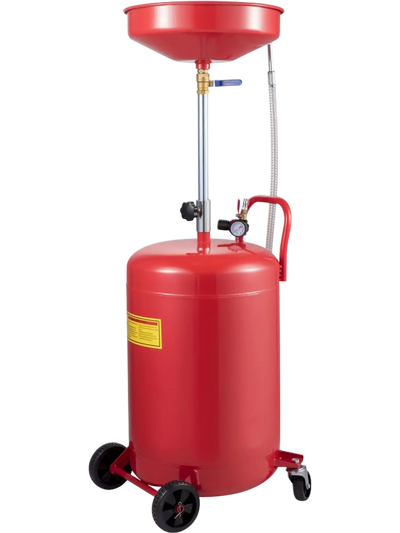 VEVOR Waste Oil Drain Tank 20 Gallon Portable Oil Drain Air Operated Drainer Oil Change, Oil Drain Container, Fluid Fuel Transfer Drainage Adjustable Funnel Height, with Pressure Regulating Valve