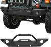 VEVOR Front Bumper Compatible with 2007-2018 Wrangler JK/JKU - with Winch Plate, D-Ring Mounts & Fog Light Housing, Heavy-Duty Steel Front Bumper with E-Coating