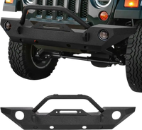 VEVOR Front Bumper Compatible with 2007-2018 Wrangler JK/JKU - with Winch Plate, D-Ring Mounts & Fog Light Housing, Heavy-Duty Steel Front Bumper with E-Coating