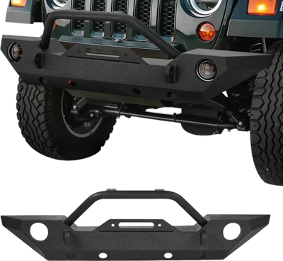 Vevor Front Bumper Jeep Wrangler JK/JKU 2007-2018 Heavy-Duty Steel with Winch Plate New