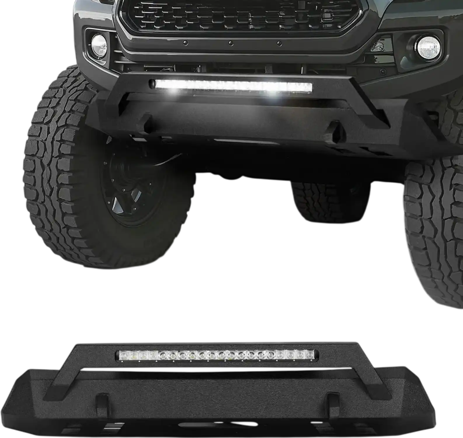 Vevor Front Bumper Toyota Tacoma LED Light Bar Winch Plate Heavy-Duty Steel New