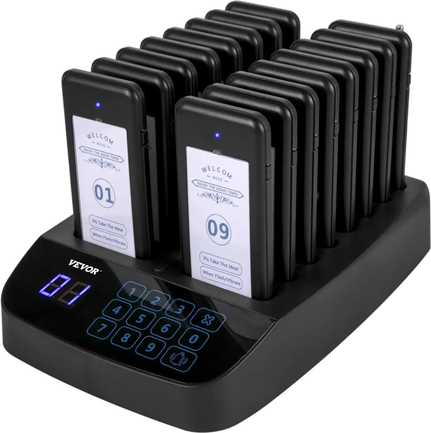 Vevor Restaurant Pager System Wireless Guest Paging System with 16 Pagers New