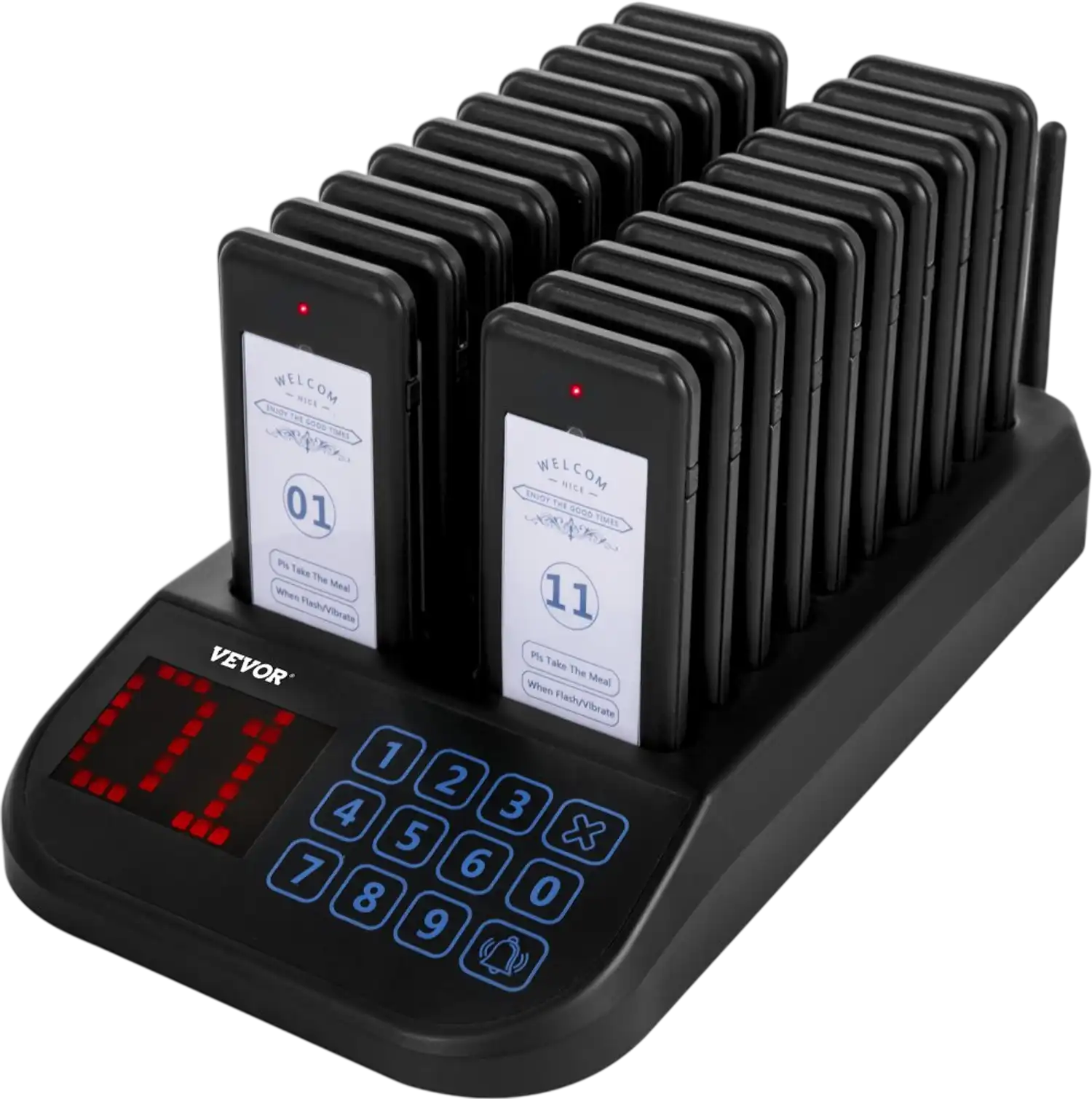 Vevor Restaurant Pager System Wireless Guest Paging System with 20 Beepers New