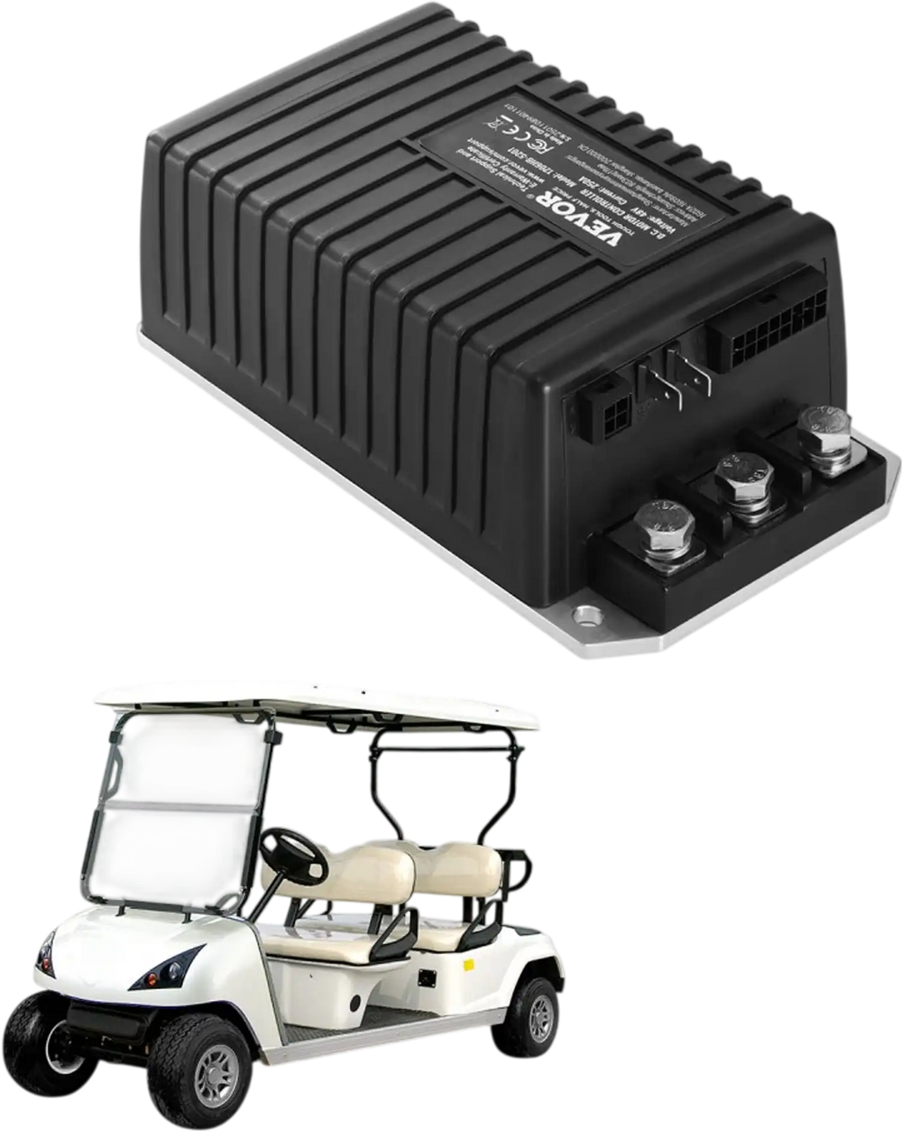 VEVOR Golf Cart Speed Controller, 48 Volt & 250 Amp, DC Motor Controller Replacement for EZGO TXT Golf Carts, IP65 Rated Protection, Aluminum Alloy & ABS Housing, Compatible with 1206HB-5201 Models