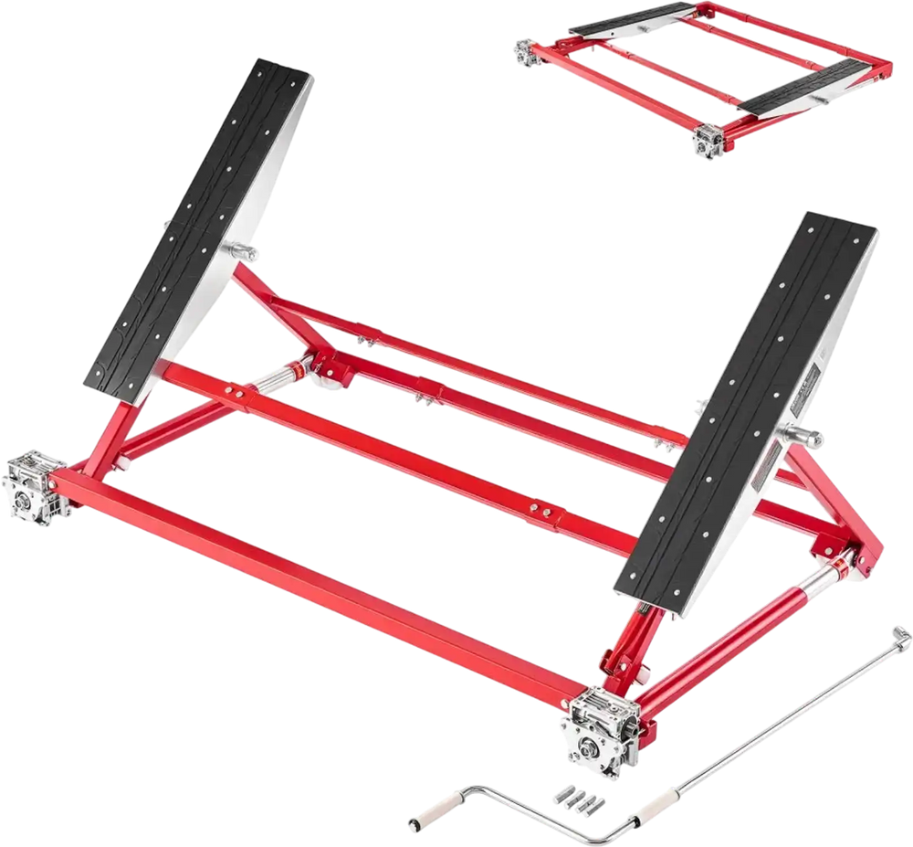 VEVOR Portable Car Lift, 4400 lbs Capacity, Heavy Duty Steel Quick Lift with 23" Max Height, Adjustable Width and Wheels, Manual Lifting for Cars, Compact SUVs, Mini Trucks, Home Garage or Shop Use
