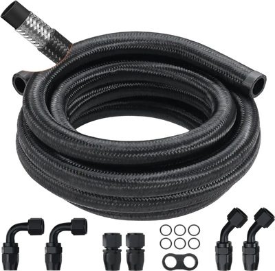 Vevor Fuel Line Kit 10AN 10' Braided Oil Gas Diesel Hose End Fitting Kit Black New