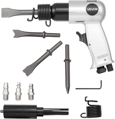VEVOR Air Hammer, 4500BPM Pneumatic Hammer with Rust Removal Air Needle Scaler & 4PCS Chisels Round Shank, Lightweight & Compact Air Chisel Pneumatic Shovel Tool for Cutting Scraping Demolishing