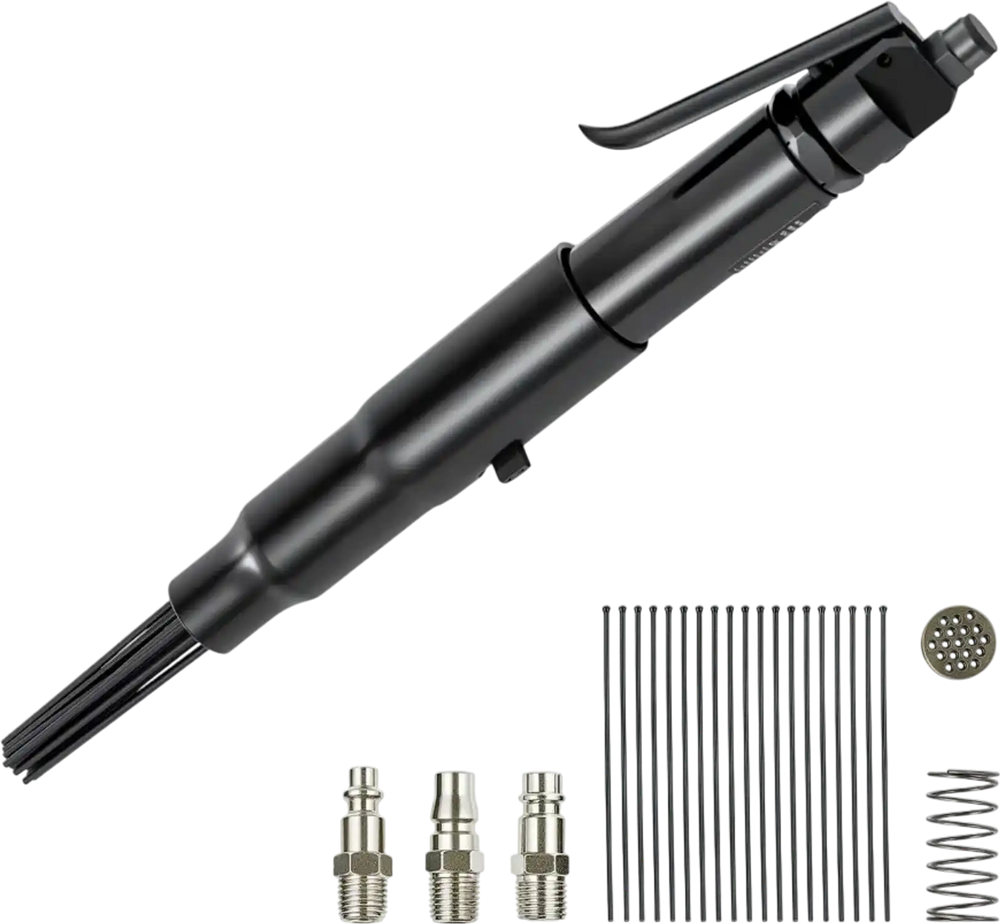 VEVOR Air Needle Scaler, 3400BPM Pneumatic Scaler for Rust Paint Removal - with 3-Speed Adjustment, 19 Hardened Needles & 3 Air Nozzle Connectors - Lightweight, Compact & Ergonomic Grip