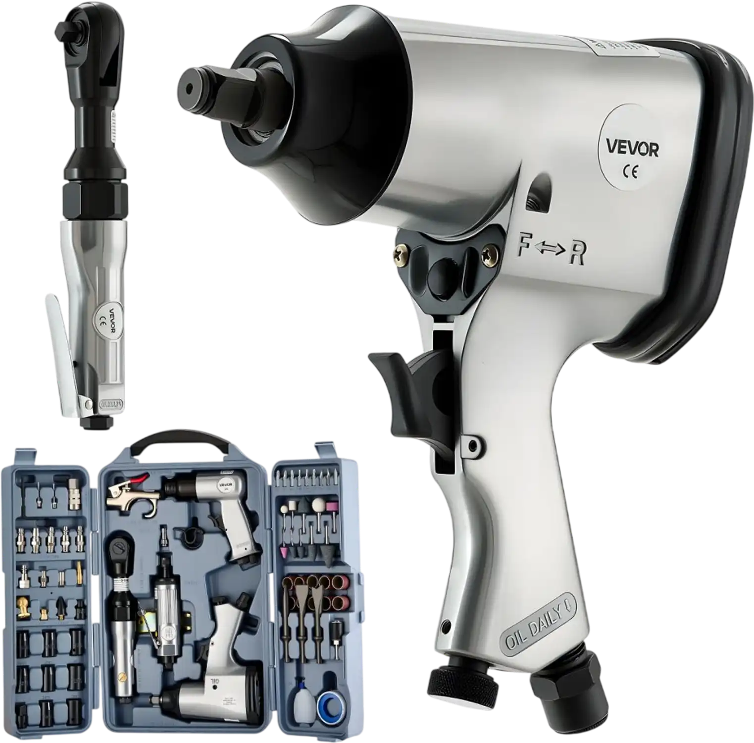 Vevor Air Tool Kit 71-Piece Impact Wrench Ratchet Wrench Die Grinder Hammer Set New