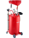 VEVOR 21 Gallon Waste Oil Drain Tank, Air Operated Portable Oil Drainer with Adjustable Funnel Height, Industrial Fluid Drain Tank with Wheels, Fluid Fuel Transfer Drainage for Auto Repair Shops, Red