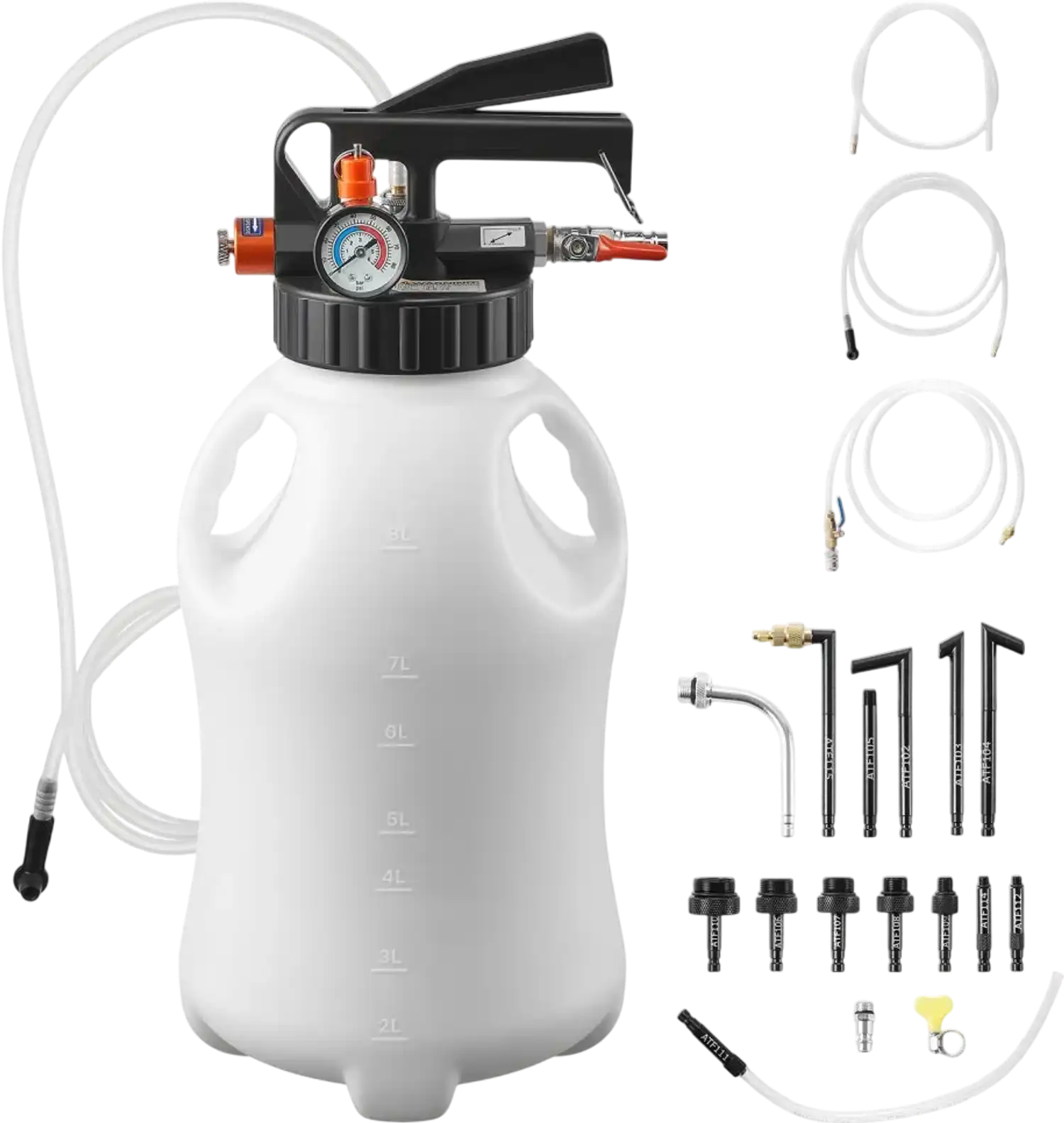 Vevor Transmission Fluid Pump 8 L Pneumatic Oil Fluid Extractor Dispenser with 15 ATF Adapters New