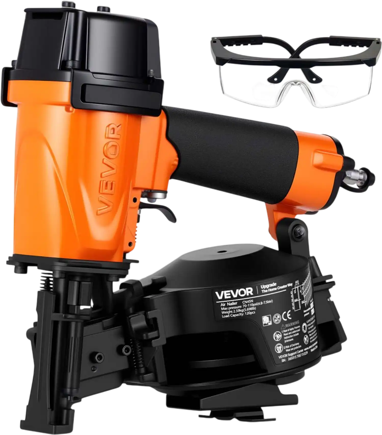 Vevor Roofing Nailer Professional 15 Degree Pneumatic Coil Nail Gun 3/4