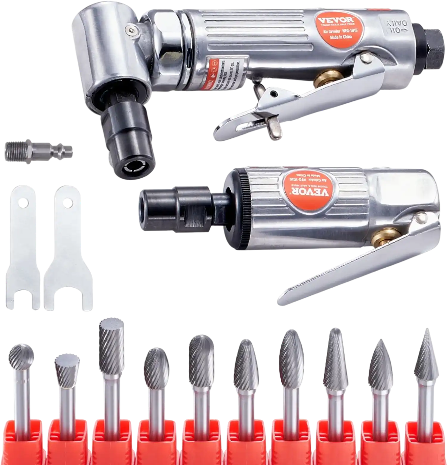 Vevor Air Die Grinder Kit Right Angle & Straight Grinder Combo with 10-Pc Carbide Burr Set New