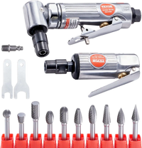 VEVOR Air Die Grinder Kit, Right Angle Grinder w/ Die Grinder Combo & 10PCS Single Cut Carbide Burr Set, Lightweight, Ball Bearing Construction for Grinding, Deburring, Cutting, Polishing