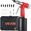 VEVOR Pneumatic Rivet Nut Gun Kit with 8PCS SAE & Metric Gun Heads, M4 M5 M6 M8 M10 1/4" 5/16" 3/8", 2680LBS Force, Air Rivet Nut Tool for Automotive, Construction, Industrial Manufacturing