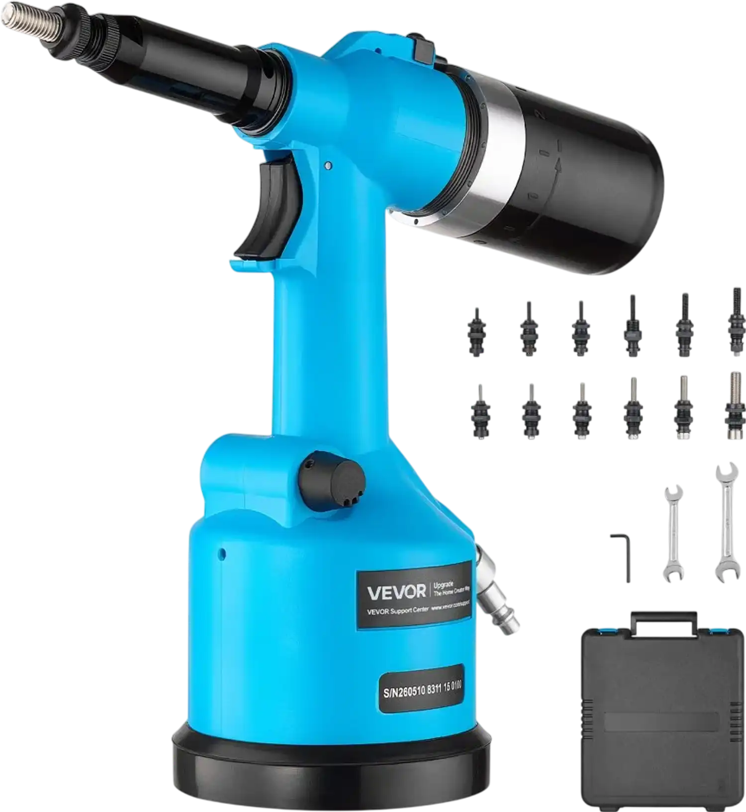 Vevor Rivet Nut Gun Automatic Pneumatic Kit with 13 SAE & Metric Gun Heads New
