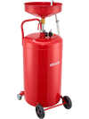 VEVOR 25 Gallon Waste Oil Drain Tank, Air Operated Portable Oil Drainer with Adjustable Funnel Height, Industrial Fluid Drain Tank with Wheels, Fluid Fuel Transfer Drainage for Auto Repair Shops, Red