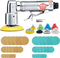 VEVOR 1/2/3 Inch Random Orbital Air Sander, High-Speed 15000RPM Mini Pneumatic Sander for Auto Body Work, 58PCS Air Powered Sander Kit with Sandpapers, Wool Pad, Wavy Sponges