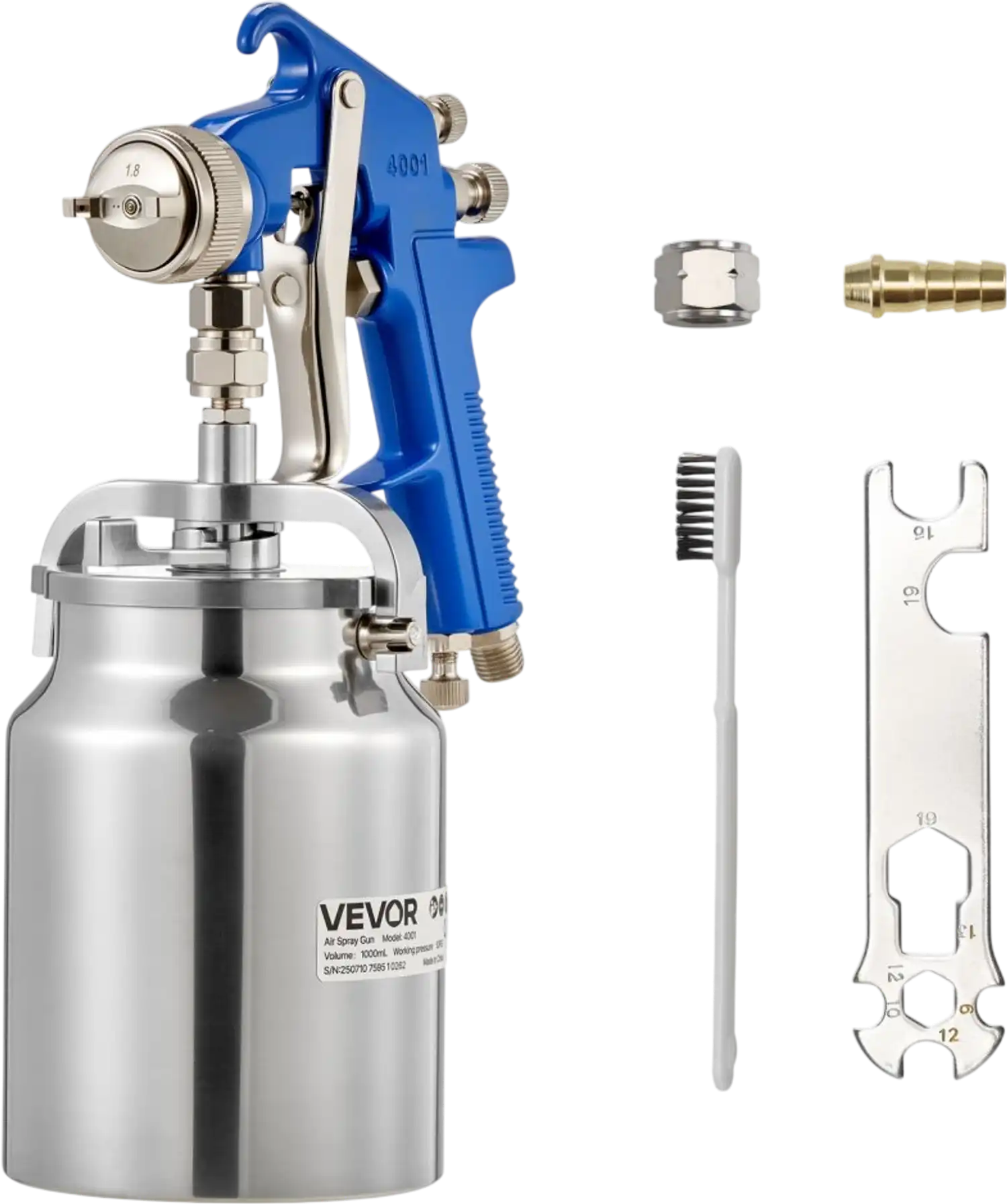 Vevor Siphon Feed Spray Gun High Atomization Air Paint Sprayer 1000cc 1.8 mm New