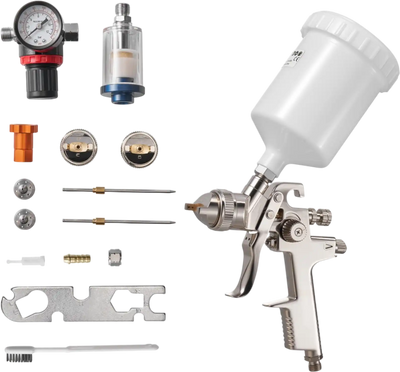 Vevor LVLP Spray Gun Gravity Feed Paint Sprayer 600 ml 3 Nozzles New