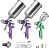 VEVOR 3-Piece Air Spray Gun Kit, Professional Auto Paint Spray Gun Set with 3 Nozzles (1/1.4/1.8mm), 3 Cups & Air Regulator, Gravity Feed Automotive Paint Sprayer for Primer, Topcoat & Touch-Up