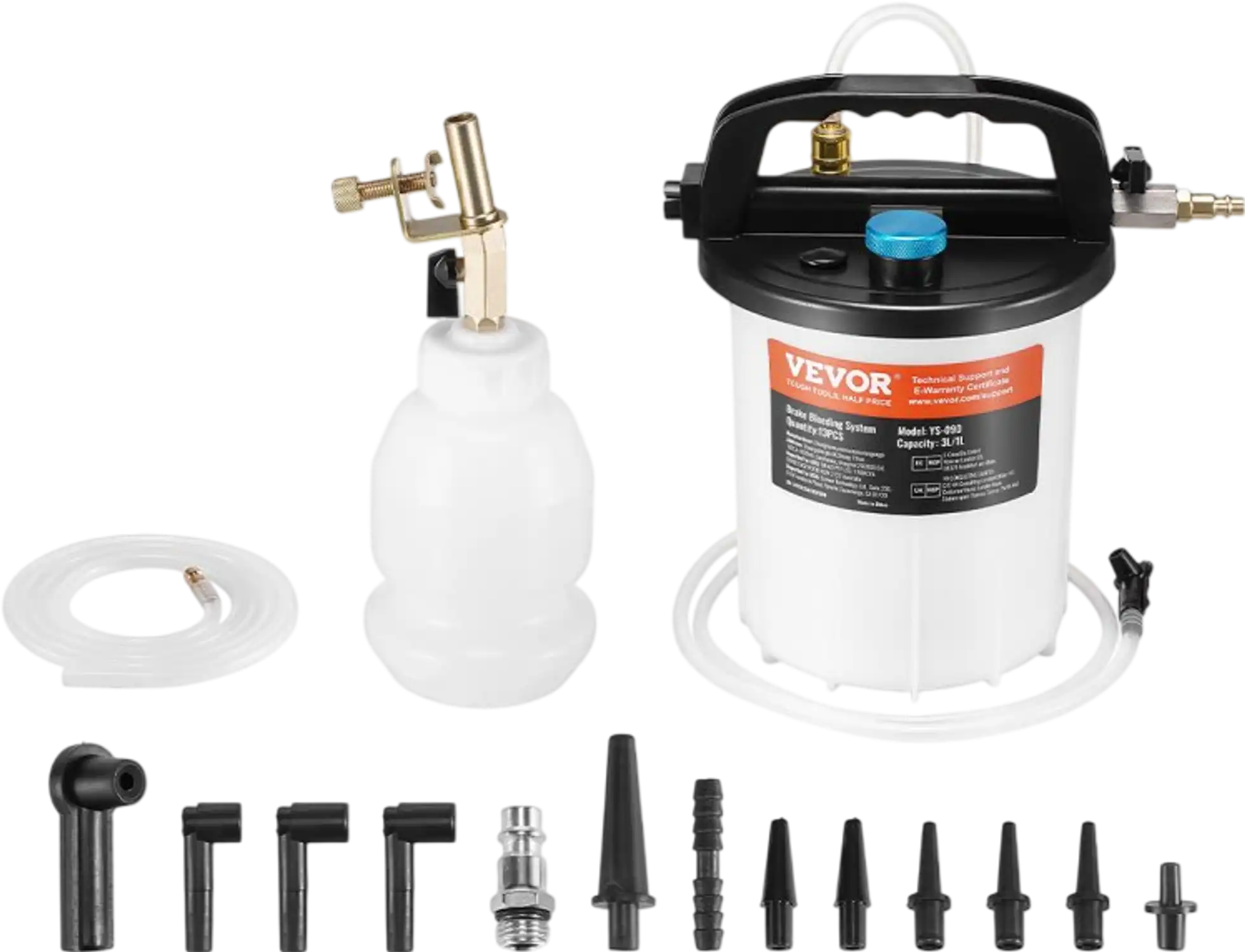 Vevor Brake Bleeder Kit 3L Pneumatic Fluid Extractor with 1L Refilling Bottle New