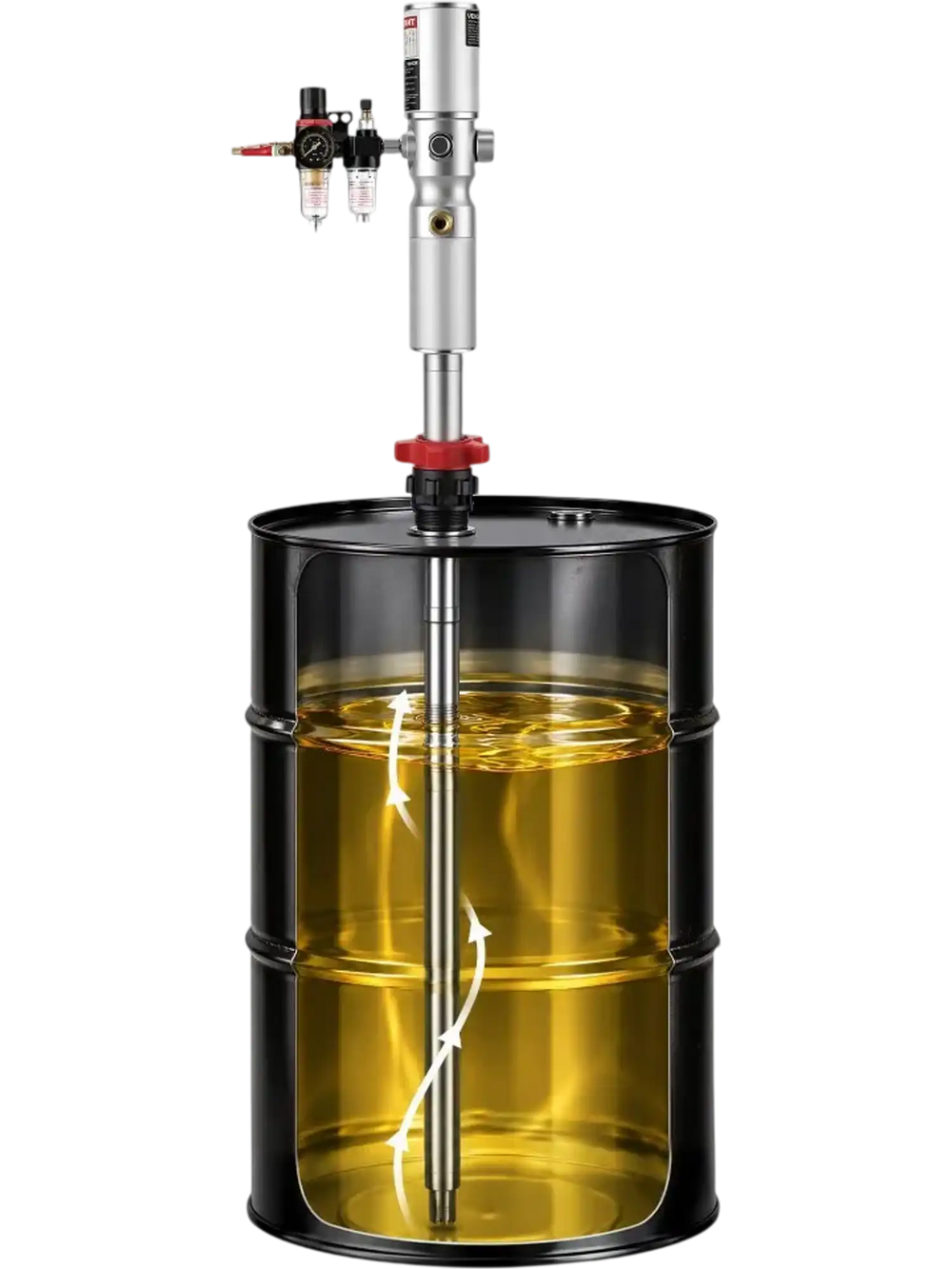 VEVOR Air-Operated Oil Transfer Pump 3:1 4.8 GPM / 18 LPM Flow Drum Pump, Fits 55 Gallon Barrels & Open Containers, Heavy Duty Aluminum Pump, Pneumatic for SAE 130 Oils / Fluids (NOT for Gasoline)