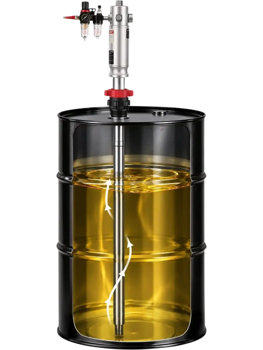 VEVOR Air-Operated Oil Transfer Pump 5:1 3.7 GPM / 14 LPM Flow Drum Pump, Fits 55 Gallon Barrels & Open Containers, Heavy Duty Aluminum Pump, Pneumatic for SAE 240 Oils / Fluids (NOT for Gasoline)