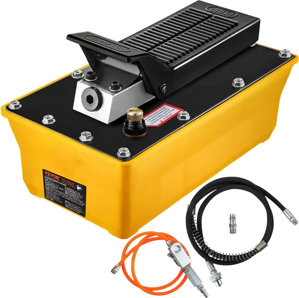 VEVOR Air Hydraulic Pump, 10,000 PSI Hydraulic Foot Pump, 0.6 Gal Reservoir Foot Operated Air/Hydraulic Pump, with Hose and Spray Gun for Heavy Machinery Rigging, Auto Repair, Auto Body Frame Machines