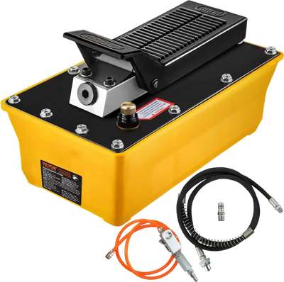 VEVOR Air Hydraulic Pump, 10,000 PSI Hydraulic Foot Pump, 0.6 Gal Reservoir Foot Operated Air/Hydraulic Pump, with Hose and Spray Gun for Heavy Machinery Rigging, Auto Repair, Auto Body Frame Machines