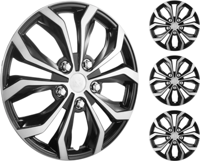 VEVOR Wheel Rim Cover Hubcaps, 16 in Diameter, Sturdy & Durable Scratch-Resistant Hubcap with Snap & Valve Nozzle Hole, ABS & PC Hubcap with High Rigidity & Less Wind Drag, Fits for All Weather Use