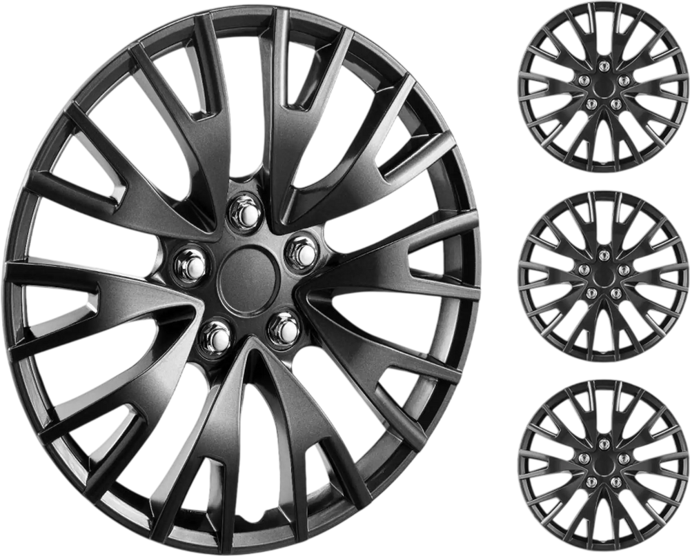 VEVOR Wheel Rim Cover Hubcaps, 16 in Diameter, Sturdy & Durable Scratch-Resistant Hubcap with Snap & Valve Nozzle Hole, ABS & PC Hubcap with High Rigidity & Less Wind Drag, Fits for All Weather Use