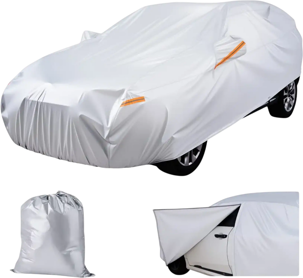 VEVOR Car Cover, Car Cover Waterproof for Toyota Camry Mid Size Sedan, Custom-fit All Weather Sun Rain Wind Frost Dust Snow Protection Full Exterior Covers with Door Zipper and Cotton Lining, Silver